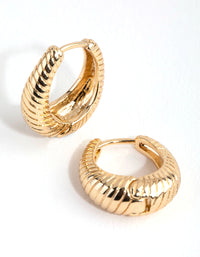 Gold Plated Oval Swirl Huggie Hoop Earrings - link has visual effect only