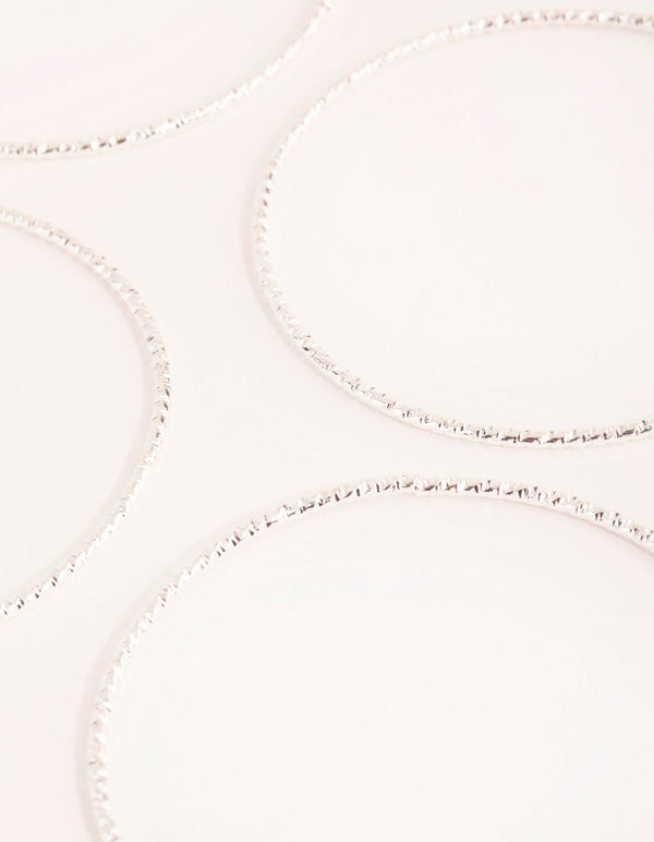 Real Silver Plated Thin Textured Bangle 5-Pack