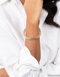 Real Gold Plated Thin Textured Bangle 5-Pack - link has visual effect only