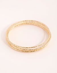 Real Gold Plated Thin Textured Bangle 5-Pack - link has visual effect only