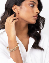 Real Gold Plated Thin Textured Bangle 5-Pack - link has visual effect only
