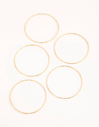 Real Gold Plated Thin Textured Bangle 5-Pack - link has visual effect only