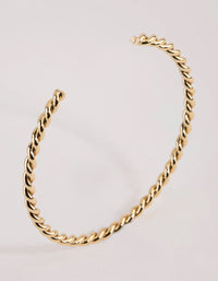 Real Gold Plated Thin Twisted Cuff Bracelet - link has visual effect only