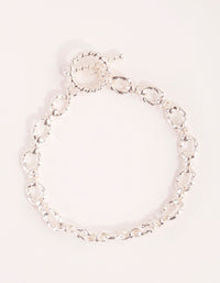 Real Silver Plated Swirl Chain Fob Bracelet - link has visual effect only