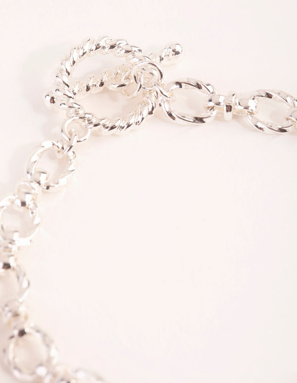 Real Silver Plated Swirl Chain Fob Bracelet