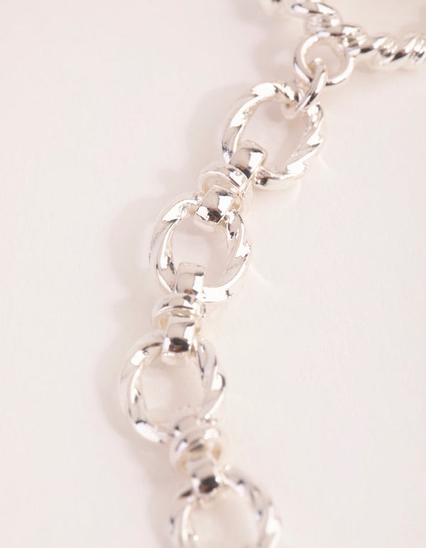 Real Silver Plated Swirl Chain Fob Bracelet
