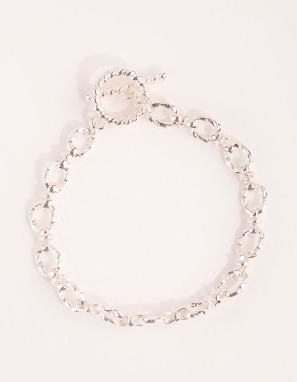 Real Silver Plated Swirl Chain Fob Bracelet
