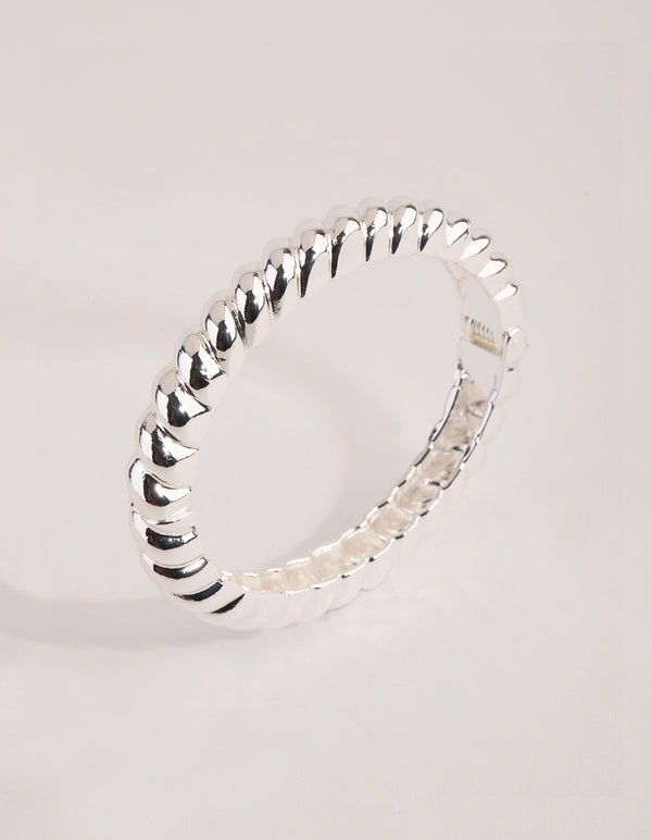 Real Silver Plated Croissant Hinge Bracelet