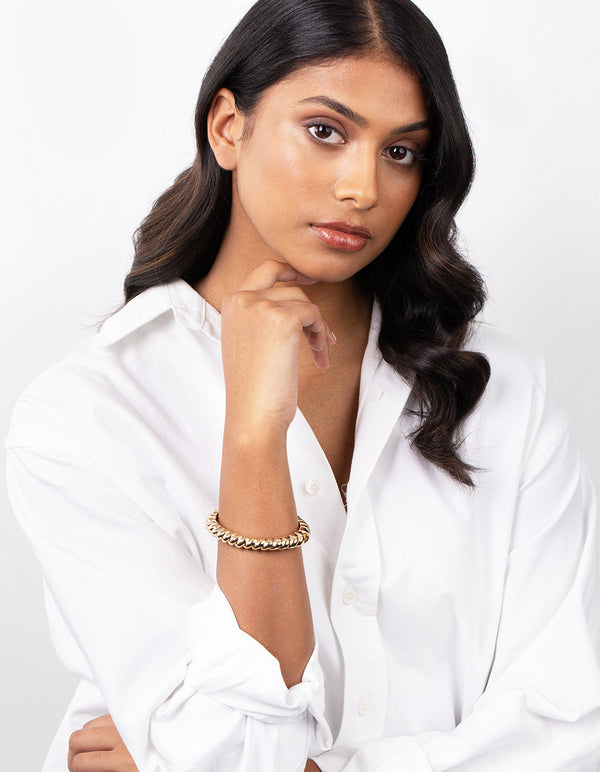 Real Gold Plated Croissant Hinge Bracelet