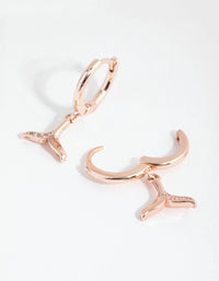 Rose Gold Diamante Whale Tail Huggie Earrings - link has visual effect only