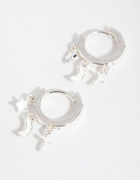 Silver Mini Charm Huggie Earrings - link has visual effect only