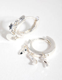 Silver Mini Charm Huggie Earrings - link has visual effect only