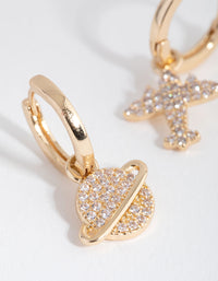 Gold Diamante Mismatched Galaxy Huggie Earrings - link has visual effect only
