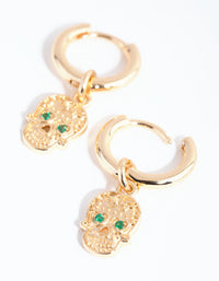 Gold Sugar Skull Huggie Earrings - link has visual effect only