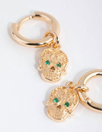 Gold Sugar Skull Huggie Earrings - link has visual effect only
