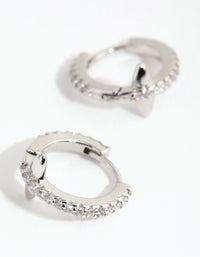 Rhodium Diamante Bar Huggie Earrings - link has visual effect only