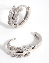 Rhodium Diamante Vine Huggie Earrings - link has visual effect only