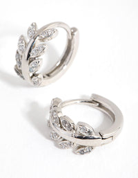 Rhodium Diamante Vine Huggie Earrings - link has visual effect only