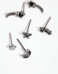Gun Metal Diamante Shooting Star Earrings - link has visual effect only