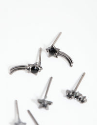 Gun Metal Diamante Shooting Star Earrings - link has visual effect only