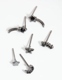 Gun Metal Diamante Shooting Star Earrings - link has visual effect only