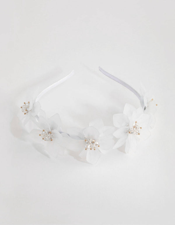 Frosted Acrylic Beaded Flower Alice Band