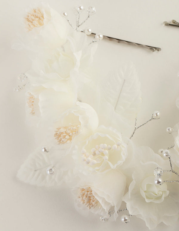 Dainty Rose Beaded Back Drop Clip