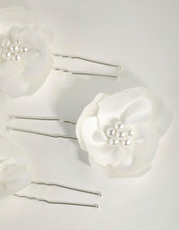 Fabric Pearl Flower Bun Pins - link has visual effect only