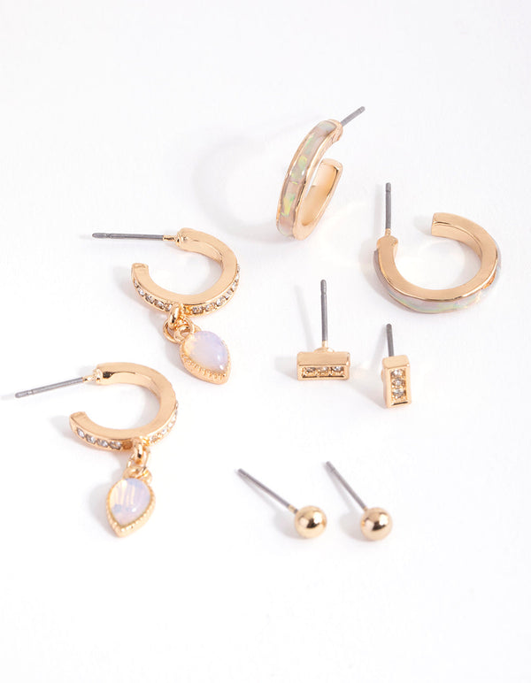 Gold Iridescent Stack Earrings