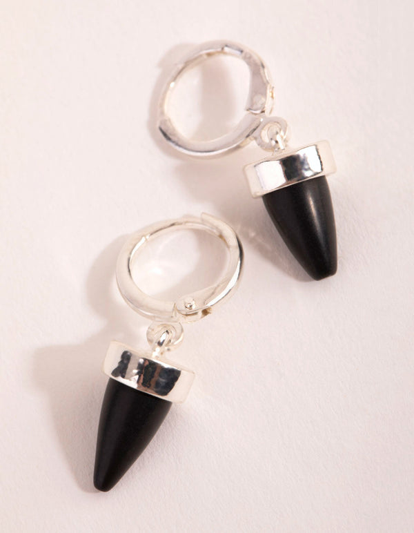 Silver Mini Shard Huggie Earrings
