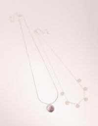 Silver Amethyst Shaker Necklace - link has visual effect only