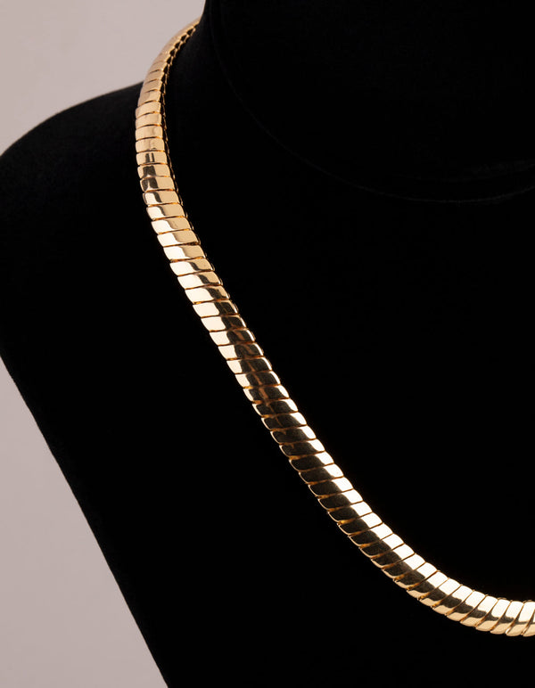 18ct Gold Plated Brass Flat Chain Necklace