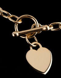 Gold Plated Sterling Silver Heart T&O Oval Chain Necklace - link has visual effect only