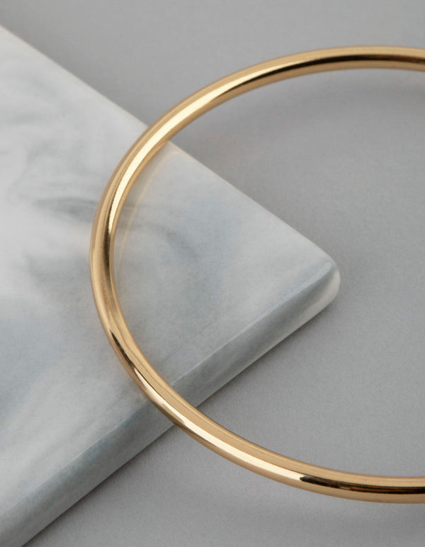 18ct Gold Plated Brass 3mm Bangle Bracelet