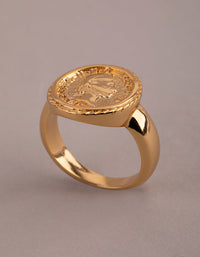 18ct Gold Plated Brass Coin Ring - link has visual effect only