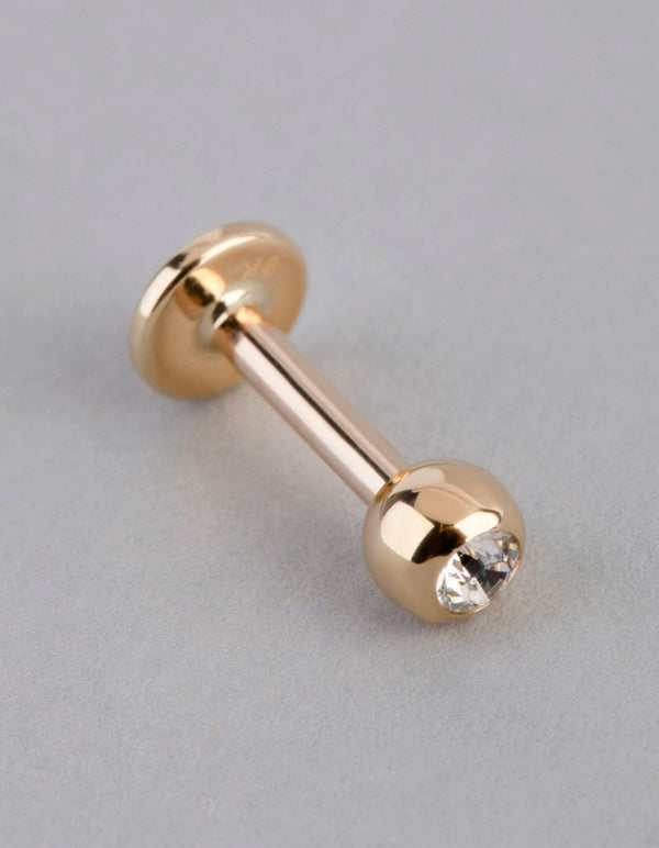 9ct Gold Cubic Zirconia Ball Flat Back