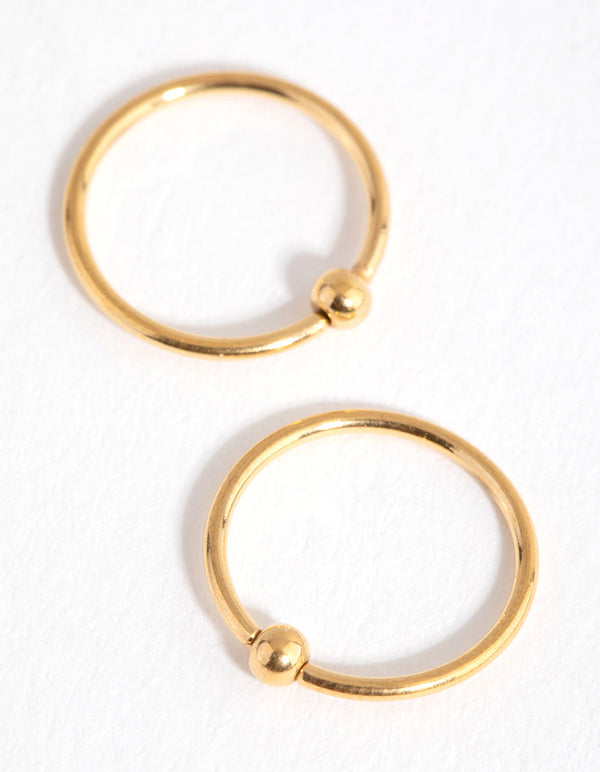 Surgical Steel Gold Ball End Hoop Earring