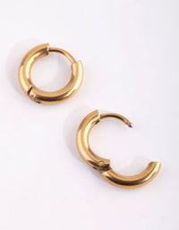 Gold Plated Surgical Steel Small Polished Huggie Earrings - link has visual effect only