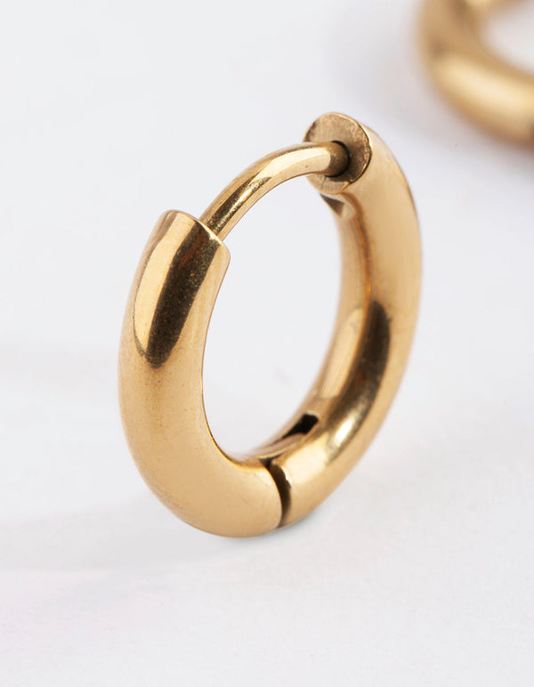 Gold Plated Surgical Steel Small Polished Huggie Earrings