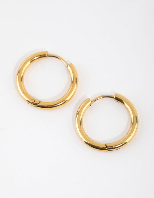 Surgical Steel Gold Medium Huggie Earring