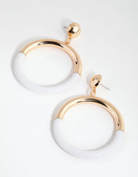 Gold Two Tone Metallic and Acrylic Drop Earrings - link has visual effect only