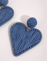 Gouden raffia hartvormige oorbellen - link has visual effect only