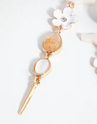 Gold Enamel Flower Drop Earrings - link has visual effect only