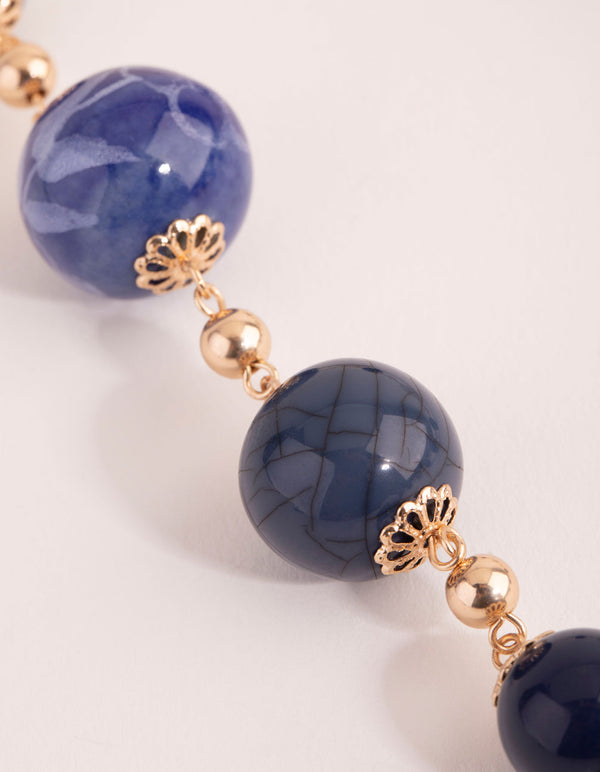 Gold Mixed Porcelain Bead Long Necklace