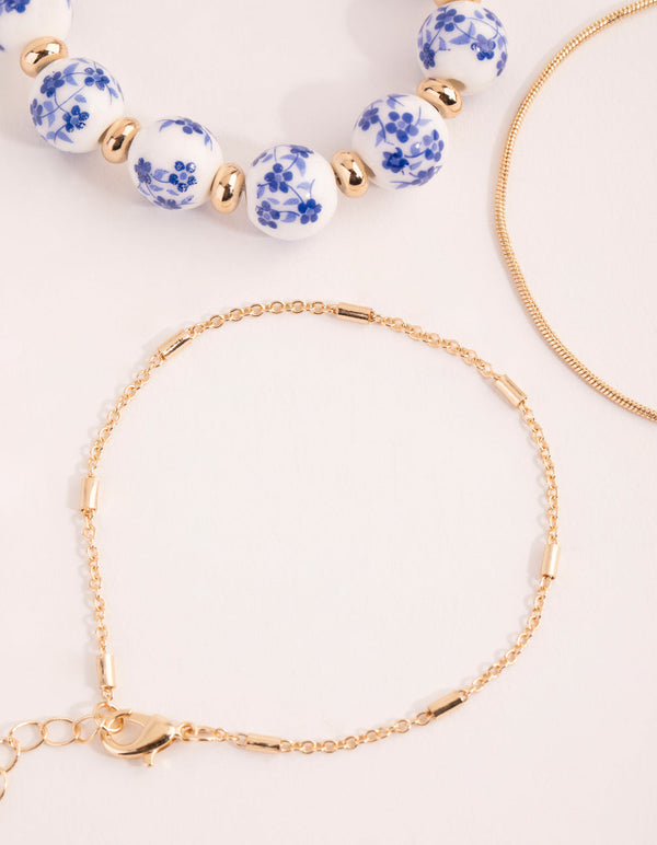 Gold Ceramic Bead Bracelet Pack