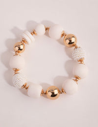 Gold Mixed Texture Beaded Bracelet - link has visual effect only