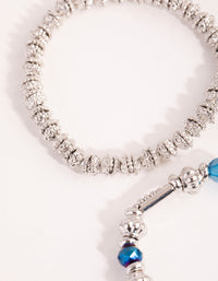 Silver Mixed Painted Bead Stretch Bracelet Pack - link has visual effect only