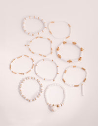 Gold Bead and Tassel Stretch Bracelet Pack - link has visual effect only