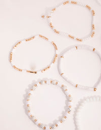 Gold Bead and Tassel Stretch Bracelet Pack - link has visual effect only