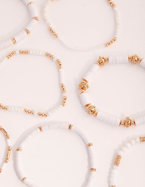 Gold Bead and Tassel Stretch Bracelet Pack